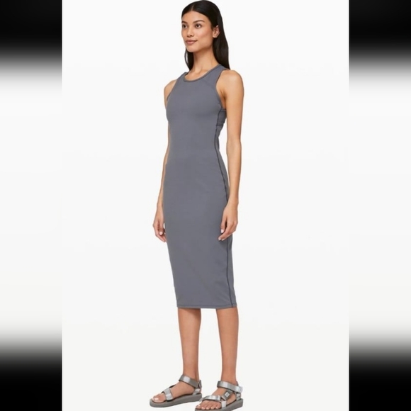 Lululemon Athletica Charcoal Midi Picnic Play Dress Grey Size 2 Nwt - Picture 1 of 5
